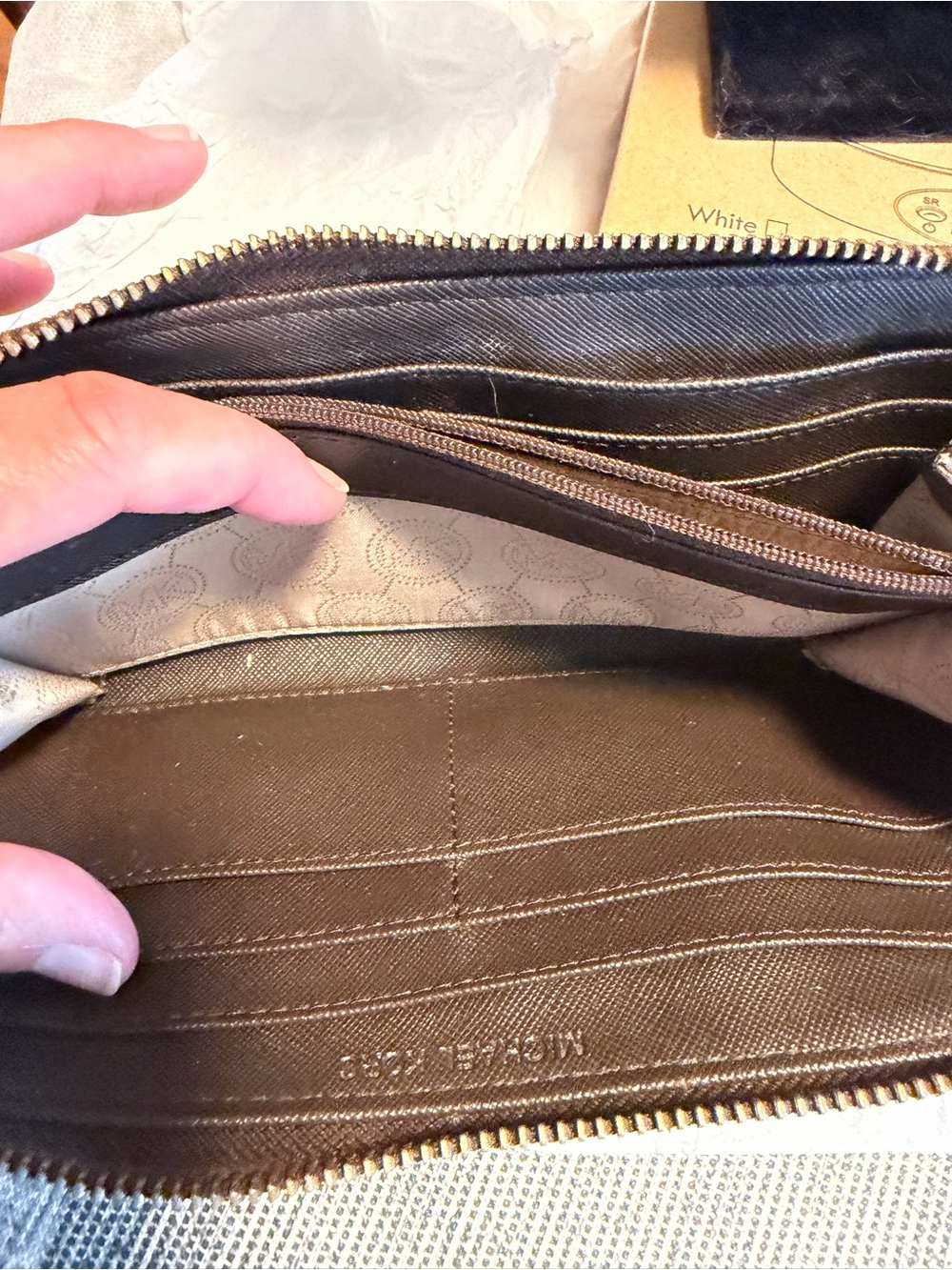 Michael Kors Zip-Around Wallet in Tan and Black Tiger-Print - Picture 13 of 15
